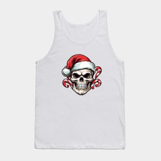 Skull, Santa Hat and Candy Canes Tank Top